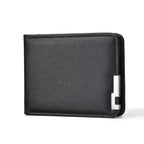 Carteira masculina portátil de couro pu carteira de cartão de crédito premium carteira curta ultrafina para porta-cartões