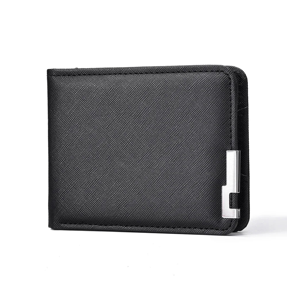 Carteira masculina portátil de couro pu carteira de cartão de crédito premium carteira curta ultrafina para porta-cartões