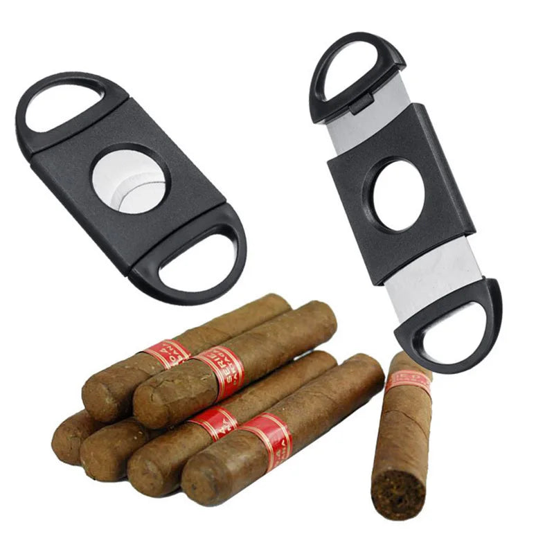 Cortador de charuto preto, aço inoxidável, afiado, cortador de charuto manual, acessórios para festa de casamento, lembrança, presentes