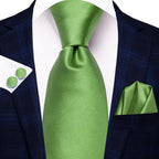 Gravata de presente para homens 2023 nova sálvia verde xadrez marca de moda festa de casamento gravata acessível abotoaduras atacado hi-tie designer