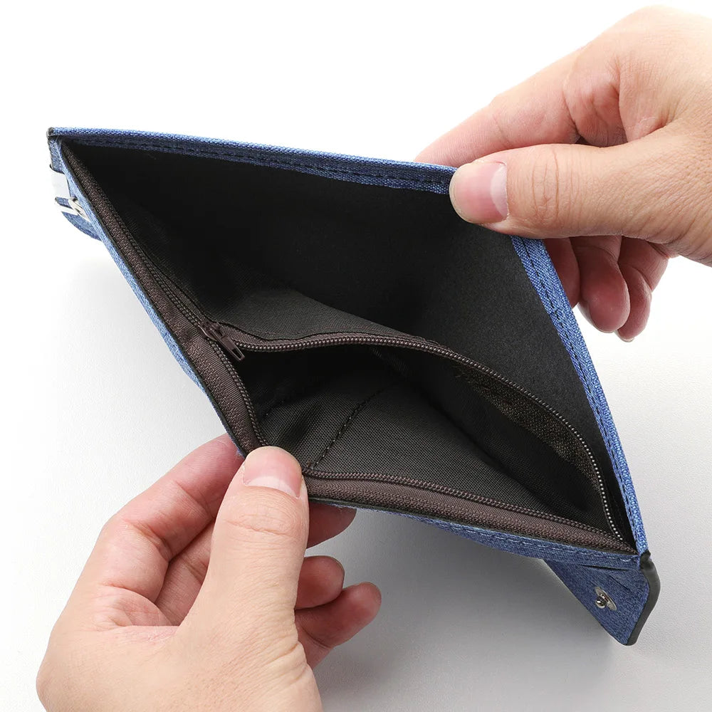 Carteira curta masculina material de lona anime personalidade juventude ensino médio carteira de cartão multi-slot