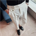 Calça Social Masculina Slim Fit Cintura Alta
