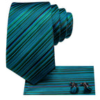 Conjunto clássico de gravata de seda masculino, gravata, listrada azul bordô, lenço elegante, abotoaduras, moda luxo, 3 peças