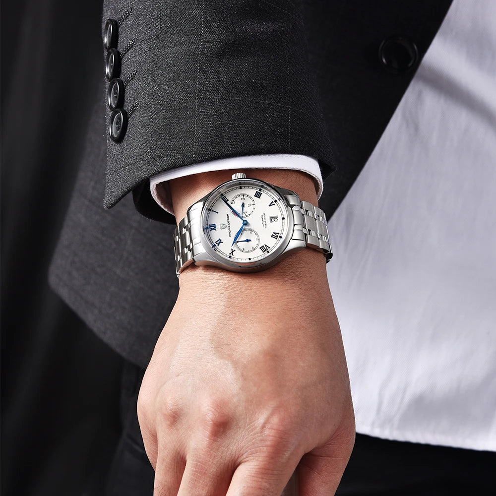 Pagani design nova série piloto relógio mecânico masculino luxo vidro safira display de armazenamento energia relógio automático masculino