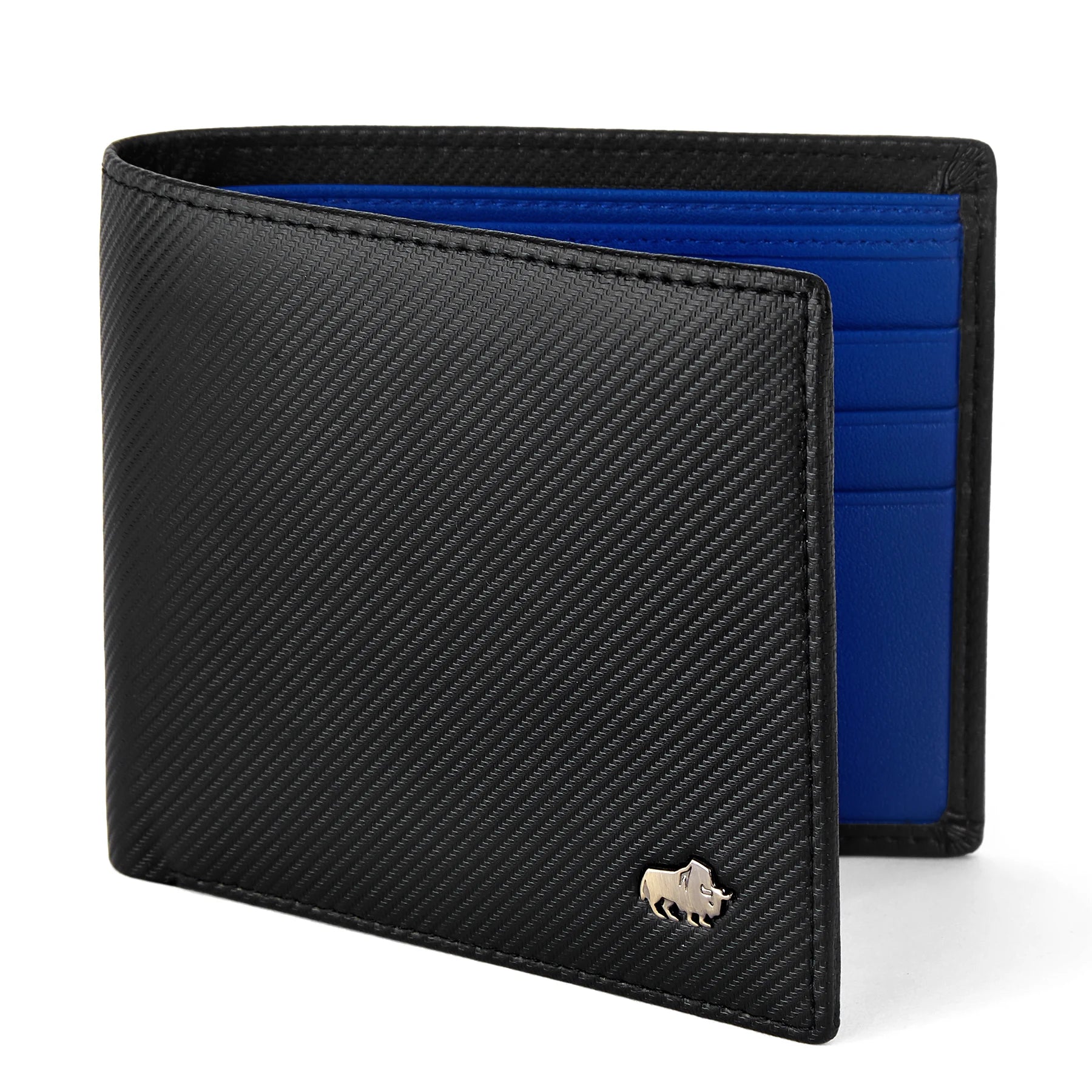 Bison denim alta qualidade de fibra carbono carteira masculina rfid bloqueio titular do cartão carteira curta melhor presente namorado marido pai bolsa