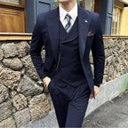 (Jaquetas + calças + colete) homens de alta qualidade fino ajuste festa smoking 3 peças moda duplo breasted colete design casamento terno social