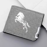 Carteira curta masculina casual de lona dobrável dupla com vários compartimentos para cartões de crédito e identidades