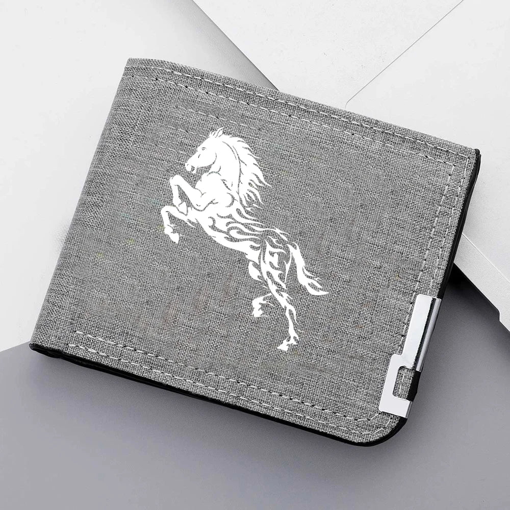 Carteira curta masculina casual de lona dobrável dupla com vários compartimentos para cartões de crédito e identidades