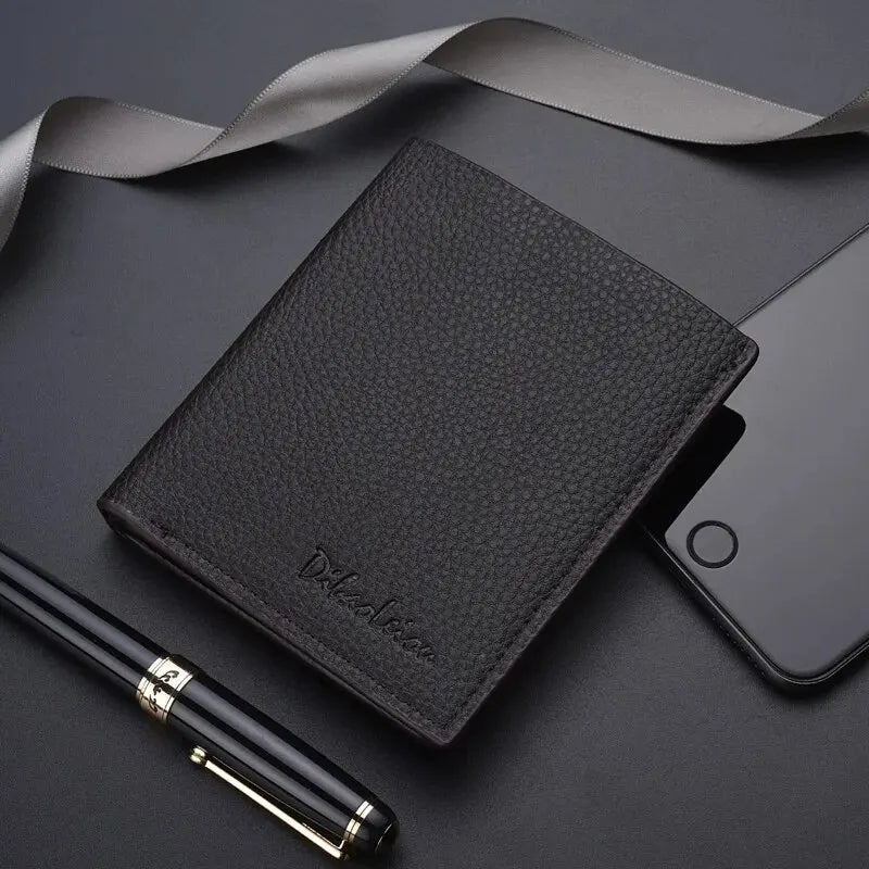 Homens Bolsa Curta Lychee Imprimir Inglês Casual Estilo Zipper Credit Card Wallet