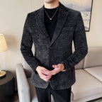 Alta qualidade veludo masculino moda negócios casual terno jaqueta nova cor sólida coreano fino ajuste terno de casamento social blazer 5xl-m
