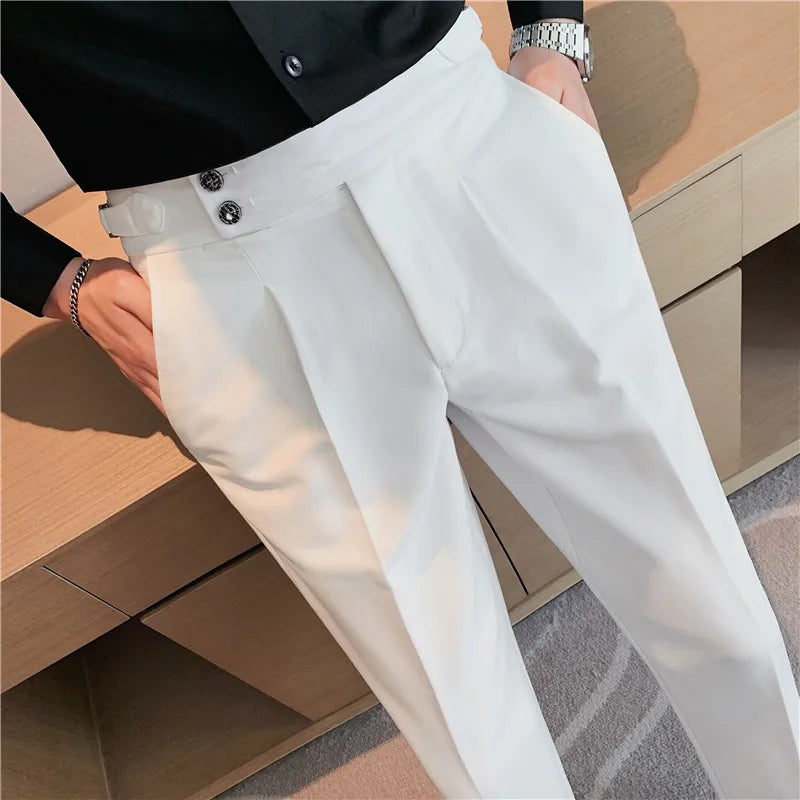 Calça Social Masculina Slim Fit Cintura Alta