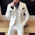 (Blazer + colete + calças) 2025 design mais recente colete duplo breasted terno masculino de alta qualidade negócios simples casual casamento smoking