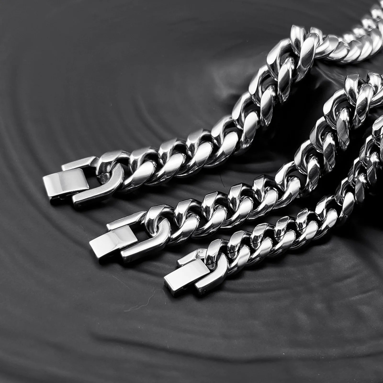 Vnox-Pulseiras de Corrente Cubana para Homens e Mulheres, Aço Inoxidável Sólido, Pulseira Curb Link, Jóias, 6mm, 8mm, 10mm, 12mm