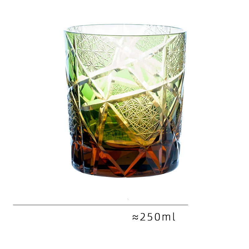 Japonês Real Especial Retro Vinho Copo, Corte Da Mão, Piscando Relâmpago Design, Âmbar Whisky Vidro, Caixa de Presente High End, Edo Kiri