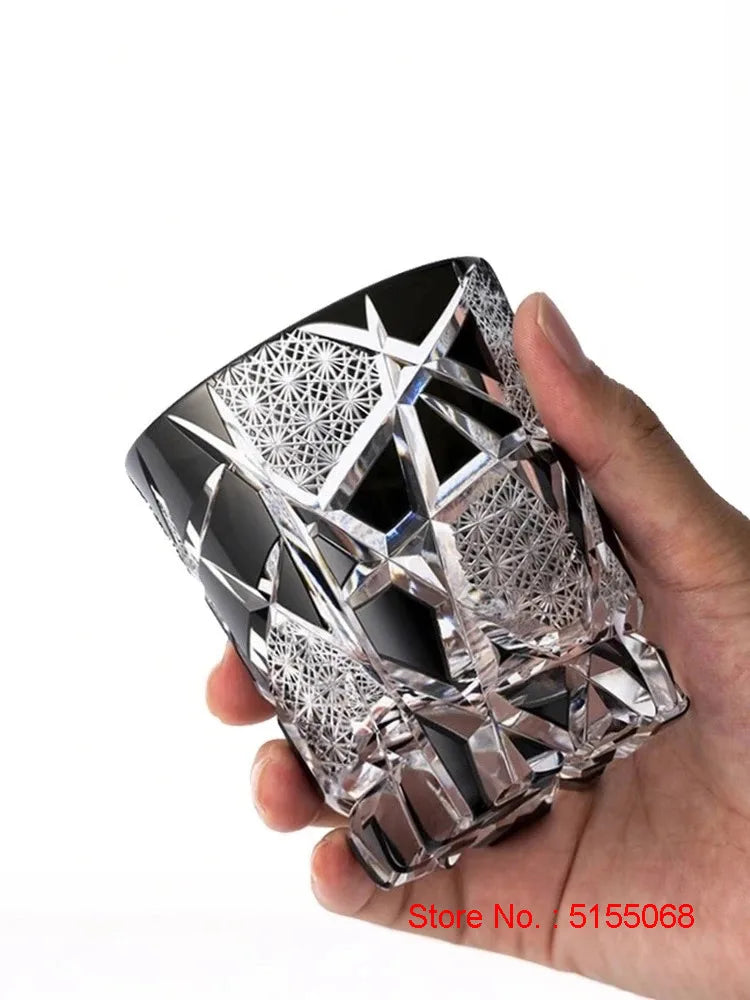 Escultura fina legal preto piscando relâmpago edo kiriko cristal ware copo de vinho qualidade superior copo de uísque cerveja caneca de água presentes do pai
