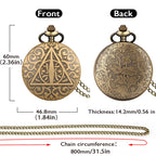 Vintage Triangle Legend Bronze Pattern Quartz Pocket Watch, Analógico Fob Chain, Antique Gift, Charming Pendant, Homens e Mulheres