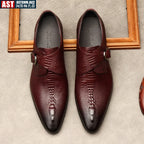 Sapato liso Oxford de couro genuíno masculino, preto, azul, padrão crocodilo, artesanal, sapatos formais, casamento, negócio, verão