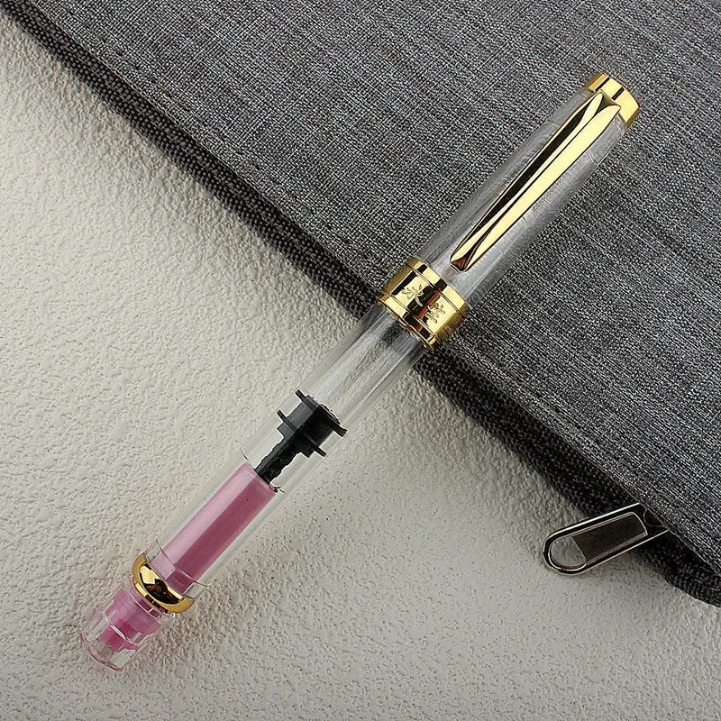 1 pçs caneta tinteiro recarregável caneta de pistão transparente enchimento de pistão caneta tinteiro extra fina para pintura de caligrafia