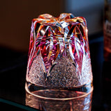 Copo de vinho de cristal rosa de luxo Edo Kiriko Copo de uísque Escultura à mão Padrão de chama Copo de água Licor Brandy Snifter Top Present