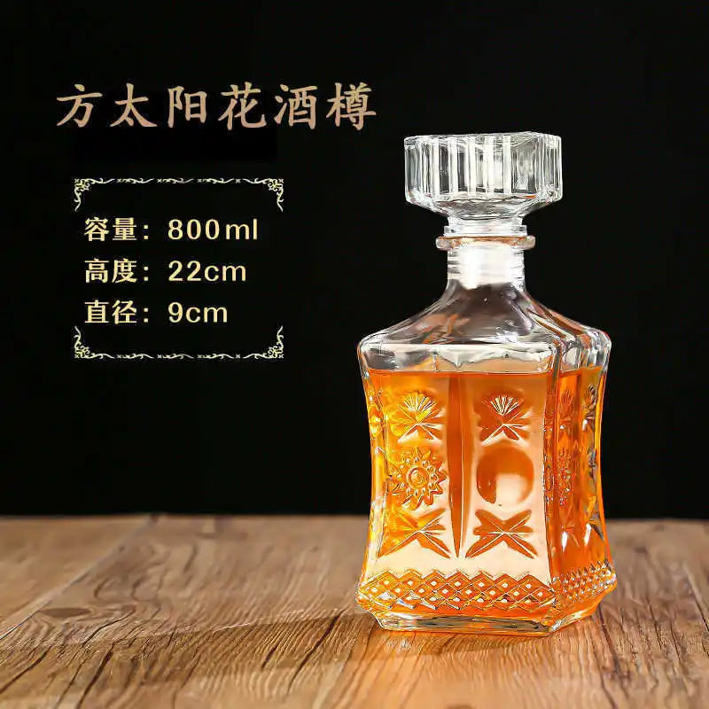 Criatividade design multi estilos barware garrafa de vidro de vinho 250-1000ml decantadores de uísque de vidro sem chumbo para licor bourbon scotch