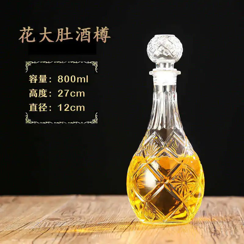 Criatividade design multi estilos barware garrafa de vidro de vinho 250-1000ml decantadores de uísque de vidro sem chumbo para licor bourbon scotch