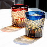 Japonês edo kiriko cristal ware copo de uísque hannd escultura nuvens sorte vidro vinho licor snifter caneca água melhor presente para o pai