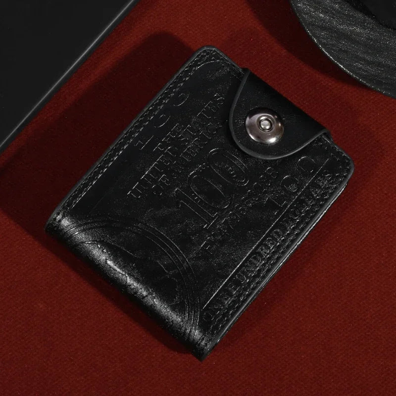 Carteiras masculinas com 100 dólares americanos padrão carteira de couro masculino walet foto cartão titular moda grande capacidade carteira bolsa saco