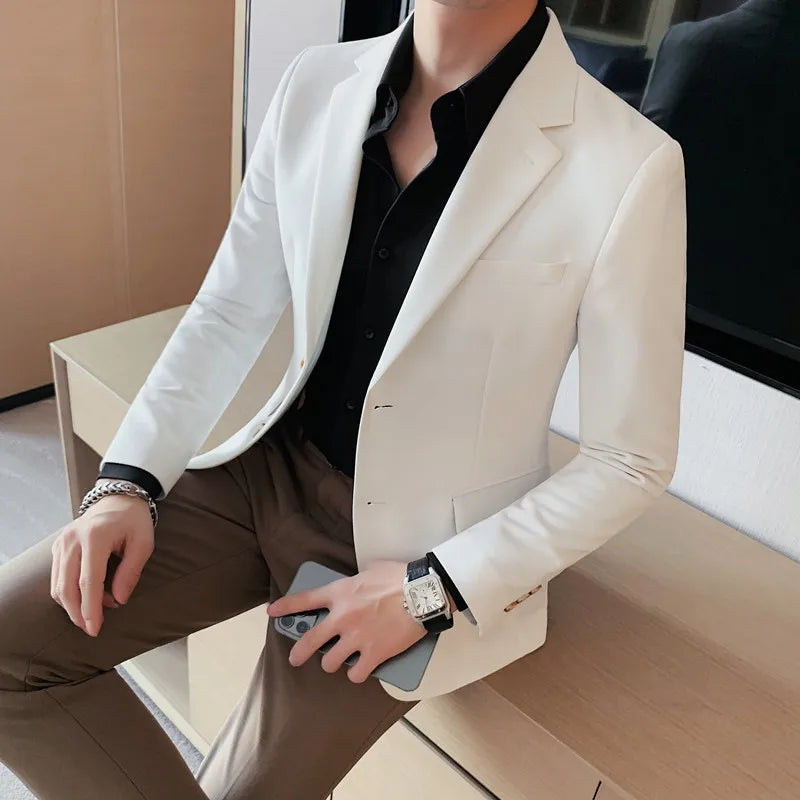 2023 de alta qualidade sólido único botão casual blazer masculino coreano simples negócios elegante moda festa fino ajuste terno jaqueta 4xl