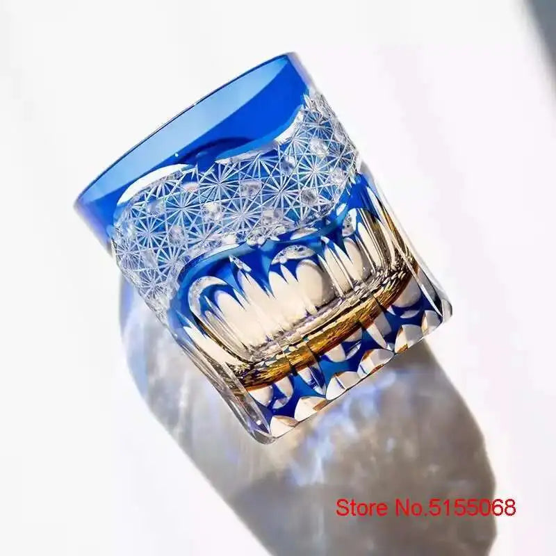 Japonês edo kiriko cristal ware copo de uísque hannd escultura nuvens sorte vidro vinho licor snifter caneca água melhor presente para o pai