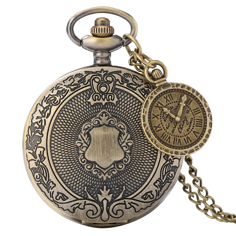 Vintage antigo cobre steampunk bronze oco engrenagem relógio de bolso de quartzo colar pingente corrente relógio masculino feminino com acessório