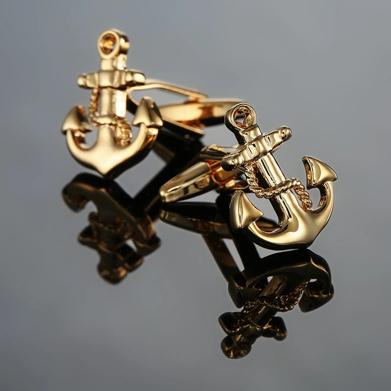 French Copper Material Shirt Cufflinks para homens, Boat Anchor Cufflinks, marca de moda, acessórios de vestuário, atacado