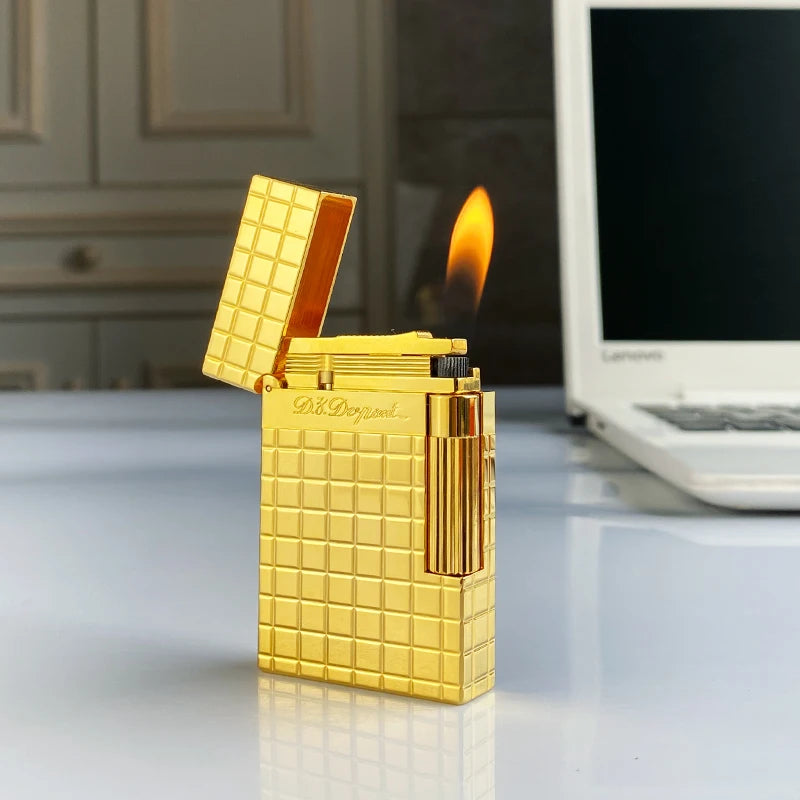 Encendedor retro de sonido brilhante, carcasa de latón a prueba de vento, butano inflável, antiderrapante lateral, encendedor d