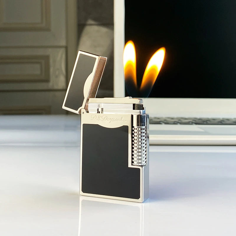Encendedor retro de sonido brilhante, carcasa de latón a prueba de vento, butano inflável, antiderrapante lateral, encendedor d