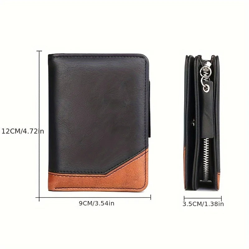 2024 nova carteira curta de couro do plutônio dos homens com zíper bolso moeda vintage grande capacidade masculino curto dinheiro bolsa titular do cartão