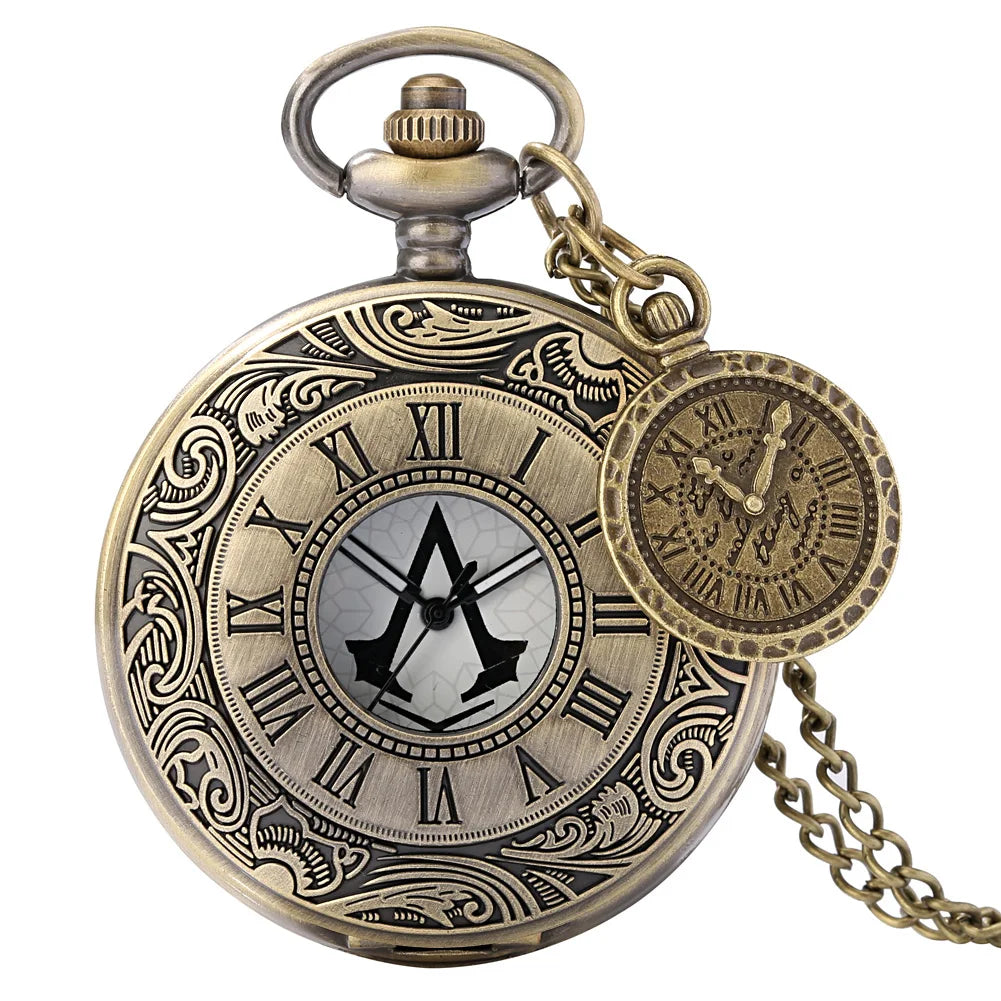 Vintage antigo cobre steampunk bronze oco engrenagem relógio de bolso de quartzo colar pingente corrente relógio masculino feminino com acessório