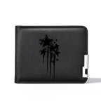 Carteira curta masculina de couro PU casual criativa com estampa de estrela preta adequada para carteira de negócios