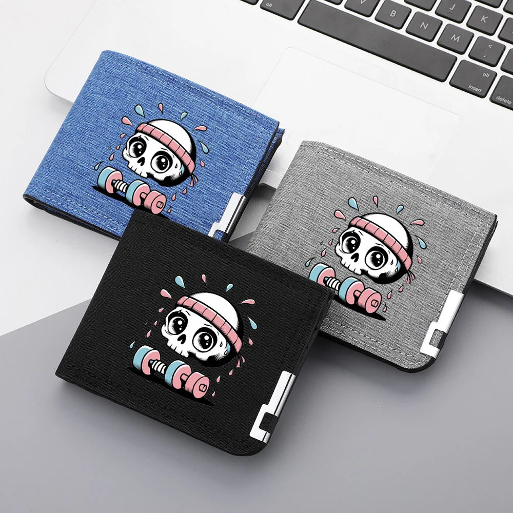 Design personalizado masculino ultra-fino zíper fivela lona titular do cartão de crédito multifuncional carteira juvenil