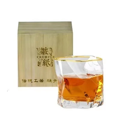 Japonês edo designer amassado papel forma irregular cristal facetado der whiskybecher uísque rocha vidro arte copo de vinho
