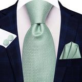 Gravata de presente para homens 2023 nova sálvia verde xadrez marca de moda festa de casamento gravata acessível abotoaduras atacado hi-tie designer