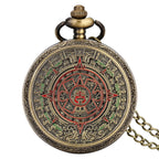 Vintage bronze chinês retro tai chi fofoca banish mau sorte relógio de bolso de quartzo colar pingente melhor amigo amizade jóias