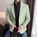 Seda brilhante mil pássaro grade terno jaqueta estilo coreano moda de negócios fino ajuste único breasted masculino festa social vestido casacos