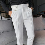 Calça de terno de cintura alta monocromática estilo britânico masculina, calça formal de negócios, calça escritório casual fina, alta qualidade, nova, 2022