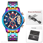 MINI FOCUS Motley Relógios para Homens Moda Esporte Cronógrafo Relógio de Pulso de Quartzo com Data Luminosa Mãos Pulseira de Aço Inoxidável Homem