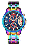 MINI FOCUS Motley Relógios para Homens Moda Esporte Cronógrafo Relógio de Pulso de Quartzo com Data Luminosa Mãos Pulseira de Aço Inoxidável Homem