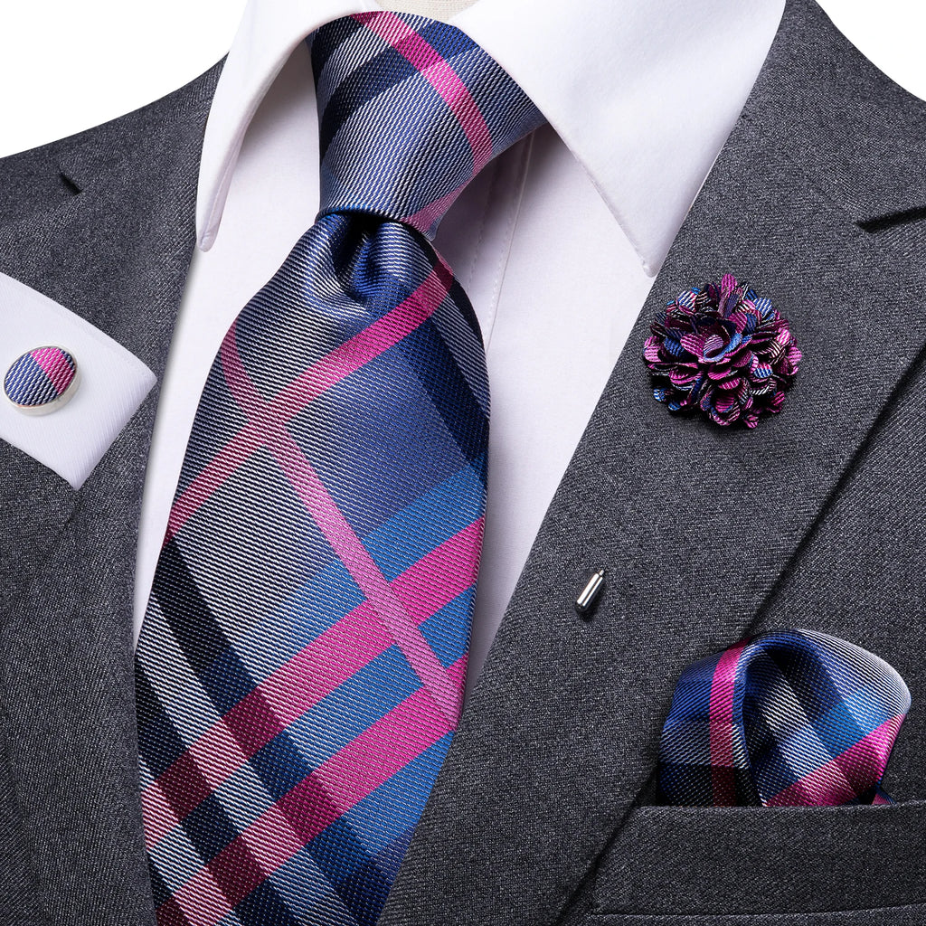 Gravata de negócios de seda azul claro sólido 2023 novo hi-tie designer gravata masculina luxo 8.5cm lenço abotoadura broche gravata de casamento para homem