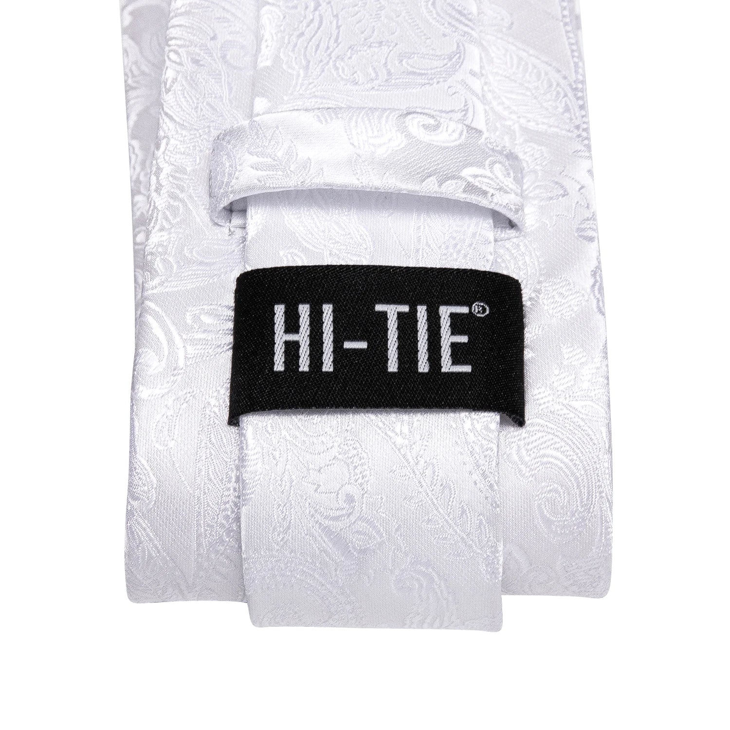Hi-tie paisley branco texturizado gravata masculina elegante e elegante gravatas masculinas abotoaduras bolso quadrado banquete casamento