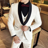 Smoking de casamento estilo britânico para o noivo, colarinho splicing, slim fit, terno social, jaqueta, colete, calças, plus size, 6XL, moda, 3 pcs set