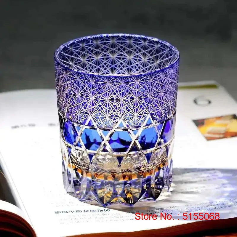 Copo de vinho de fluorite com cristais coloridos de alta qualidade, nível de coleção, corte à mão, copo de licor de uísque, caneca de água para restaurante chique, caixa de presente