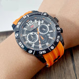 Mini foco laranja relógio para homem militar esporte cronógrafo relógio de pulso de quartzo com pulseira de silicone à prova dwaterproof água luminosa mãos 0349