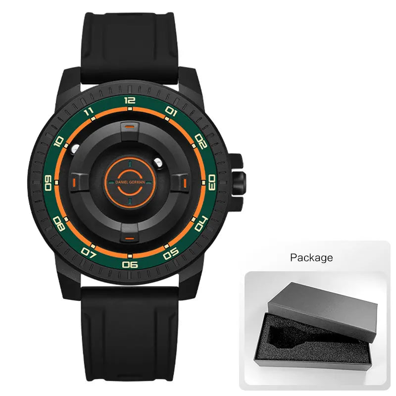 DANIEL GORMAN Relógio magnético masculino preto à prova d'água contas de aço inoxidável relógio de quartzo com pulseira de silicone DG0221 verde